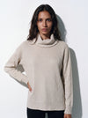 Maglia collo anello in filato di lana merinos, cashmere e lurex