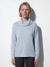 Maglia collo anello in filato di lana merinos, cashmere e lurex