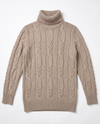 Maglia a trecce lunga in filato di lana e cashmere