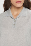 Maglia collo a polo in filato di lana merinos, cashmere e lamè.