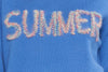 Maglioncino girocollo con scritta "SUMMER" in filato di lana merinos e cashmere.