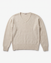 Maglia scollo a V con spacchi in filato di cashmere e lana.