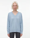 Maglia scollo a V con spacchi in filato di cashmere e lana.