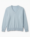 Maglia scollo a V con spacchi in filato di cashmere e lana.