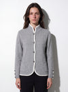 Blazer con profili a contrasto in filato di lana merinos e cashmere