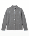 Blazer double bicolore in filato di lana merinos e cashmere
