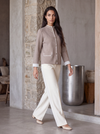 Blazer double bicolore in filato di lana merinos e cashmere