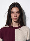 Maglia intarsio a trecce e coste