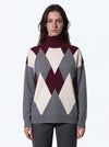 Maglia intarsio a rombi in filato di lana e cashmere