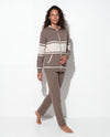 Felpa bicolore con cappuccio in filato di lana merinos, cashmere e seta.