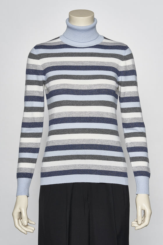 Dolcevita a righe multicolor in filato di lana e cashmere