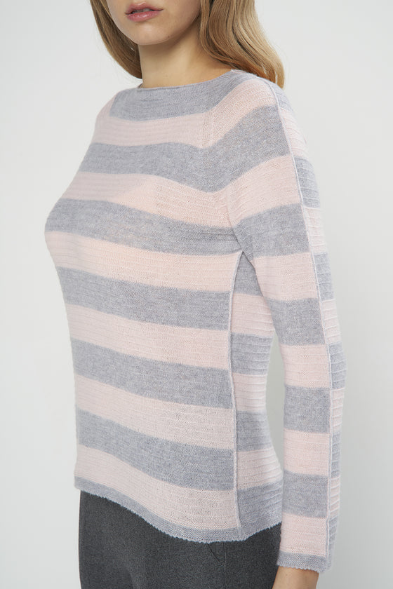 Maglia bicolore in filato di lana merinos e cashmere