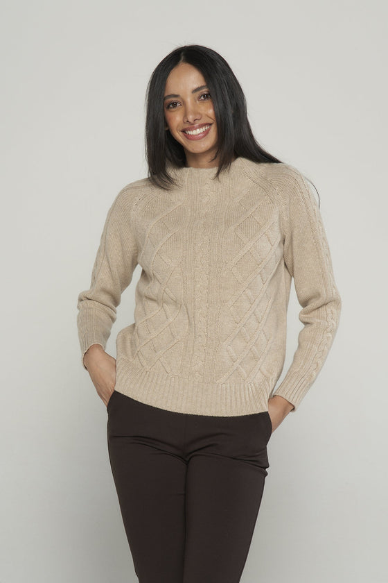 Maglia lavorata in lana, cashmere e seta.