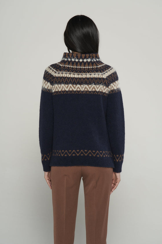 Maglia jaquard in filato di alpaca