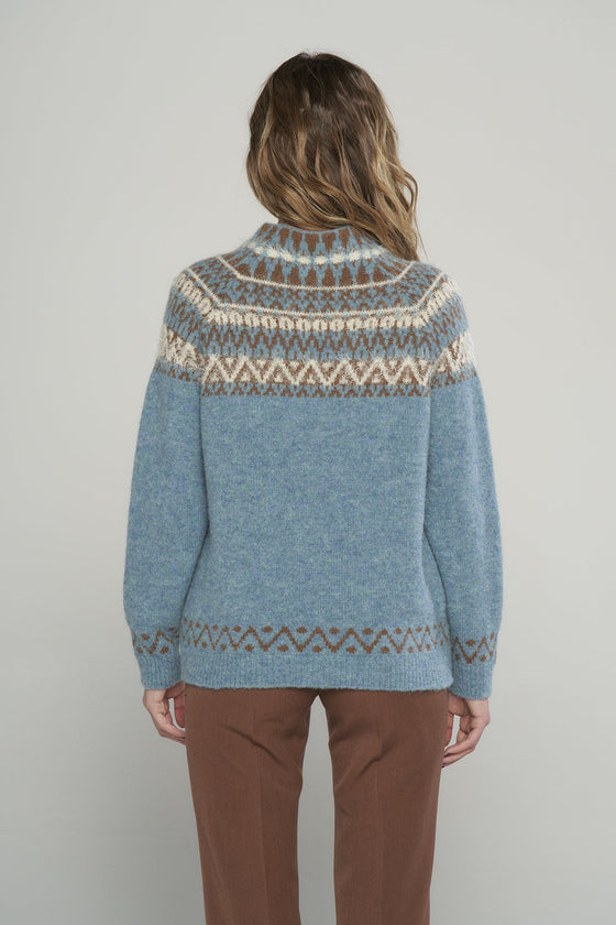 Maglia jaquard in filato di alpaca